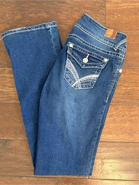 Wallflower Dark Blue Boot Cut Jeans with Embellished Back Pockets